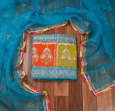 Organza Ferozi Unstitched Suit